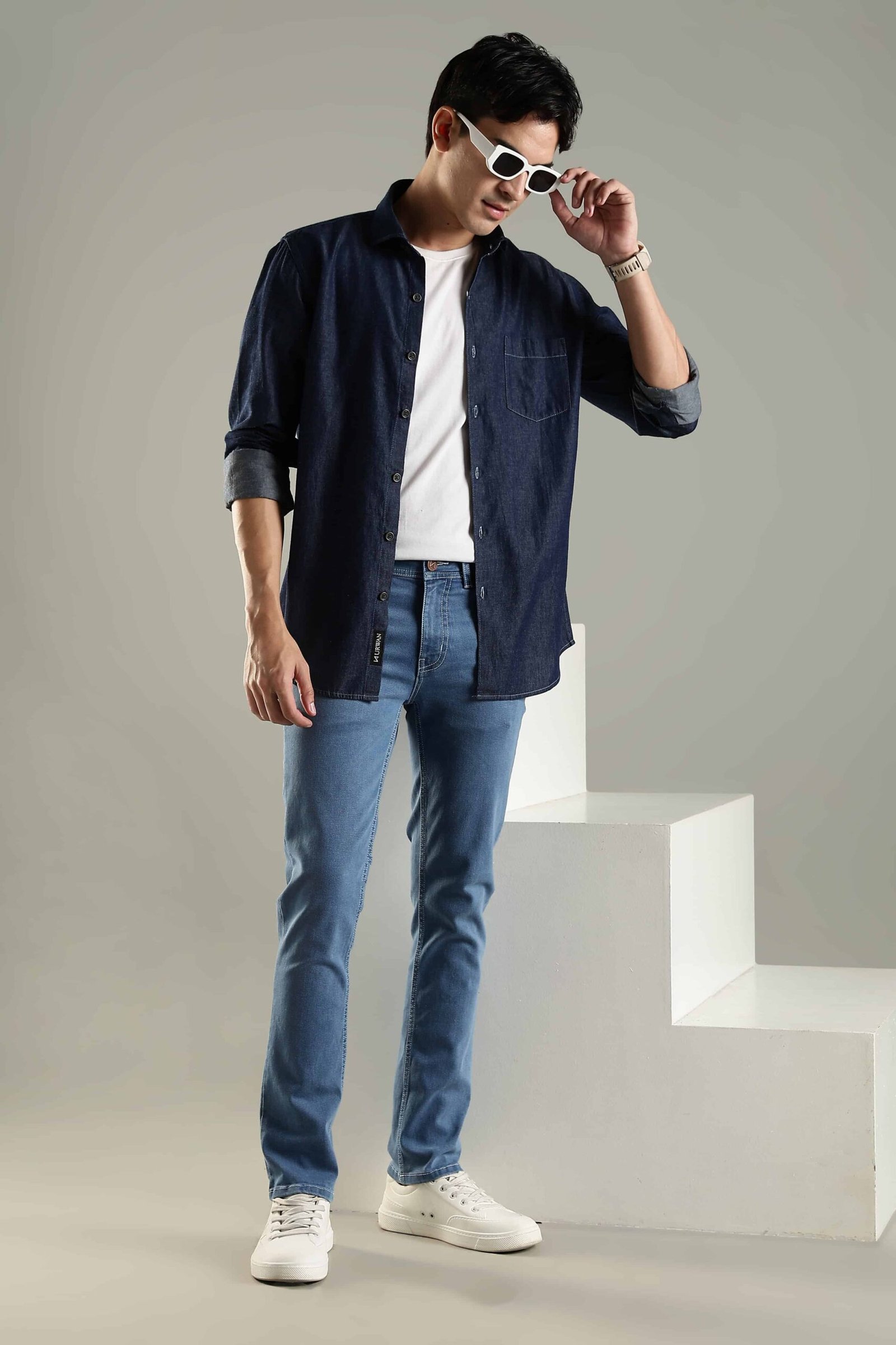 Vintage Denim Shirt Dark Blue