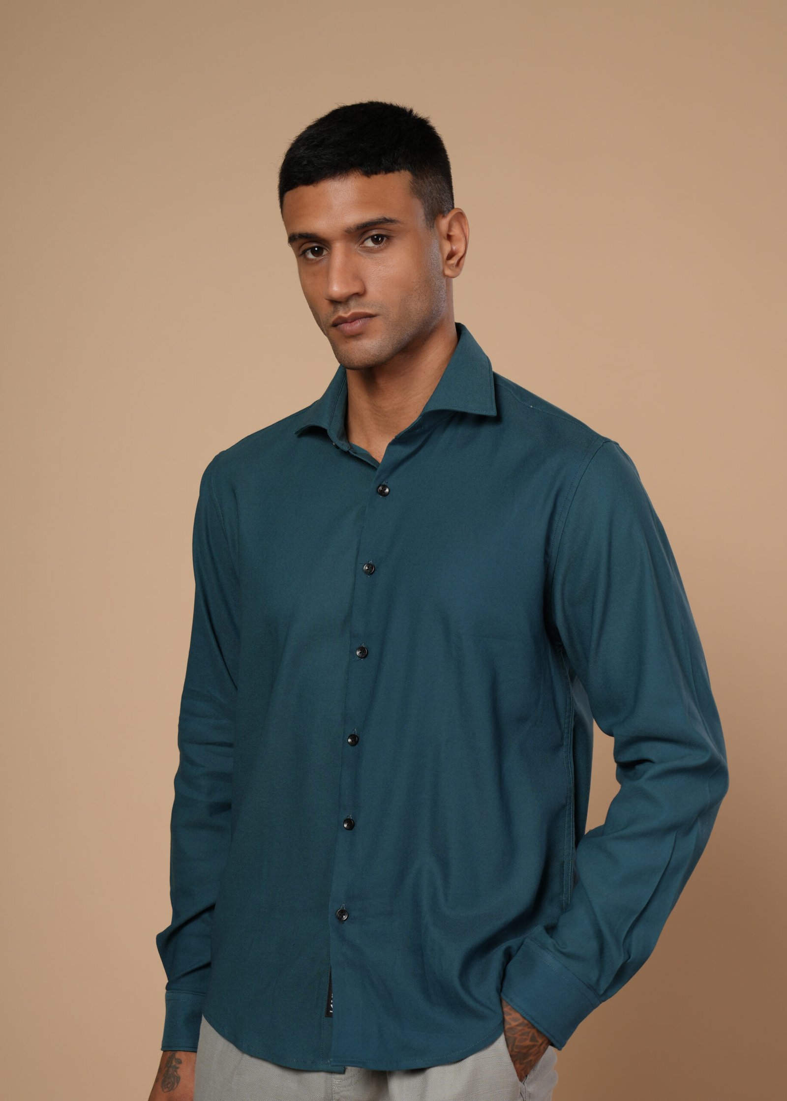 Men’s Shirt - Earthy Pastel - Teal - Image 4