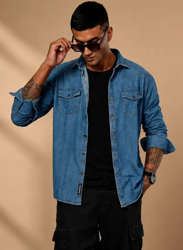 Retro Denim Shirt for Men