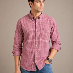 Crimson Grid Casual Shirt