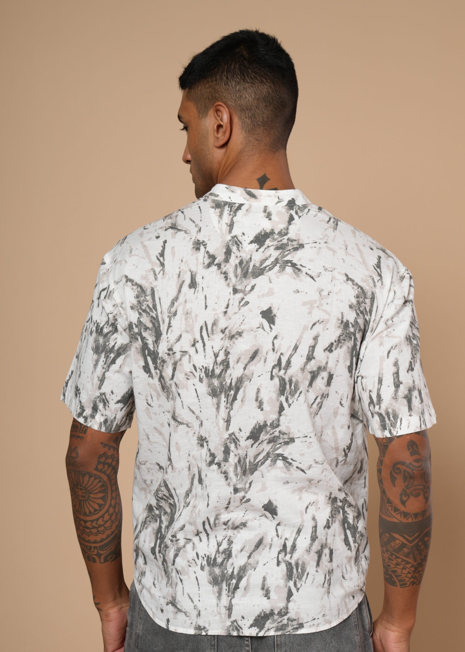 White & Grey Resort Shirt - Image 6