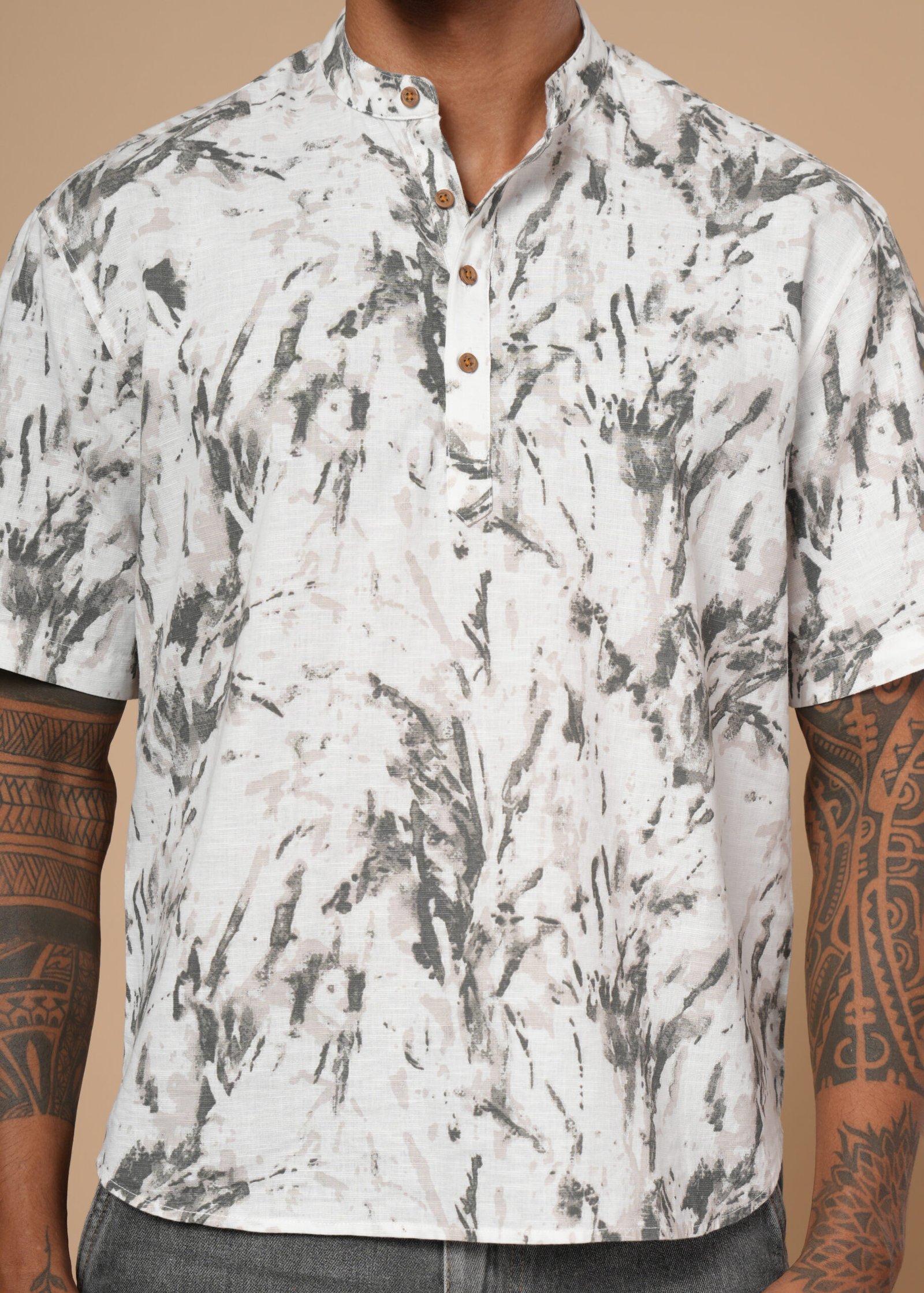 White & Grey Resort Shirt - Image 4